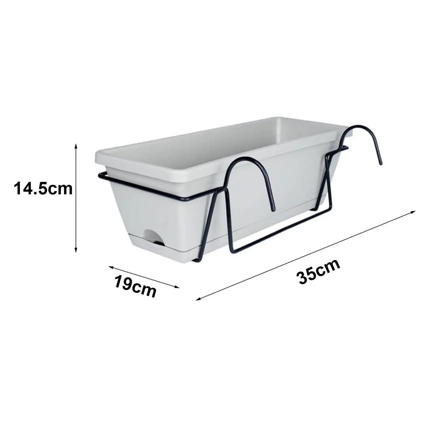 Carvallo planter box | For balcony railing | With drainage tray & suspension | Robust & weatherproof