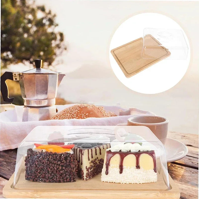 Rektangulär ost- och smörburk med bambuskiva