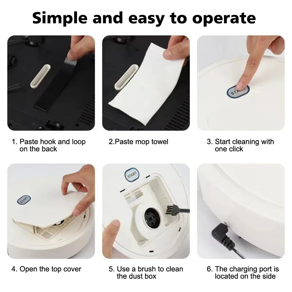 Carvallo ProMotion Smart Saugrobot 3-i-1 | 4000Pa effekt | Moppa, suga & feja | För mattor, kakel & djurhår