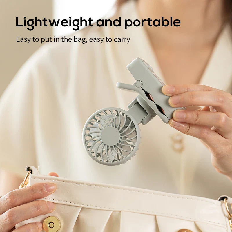 Carvallo Mini-Fläkt | Bärbar &amp; Justerbar | 3 Steg | 1200 mAh Batteri | För Resor, Kontor &amp; Utomhus