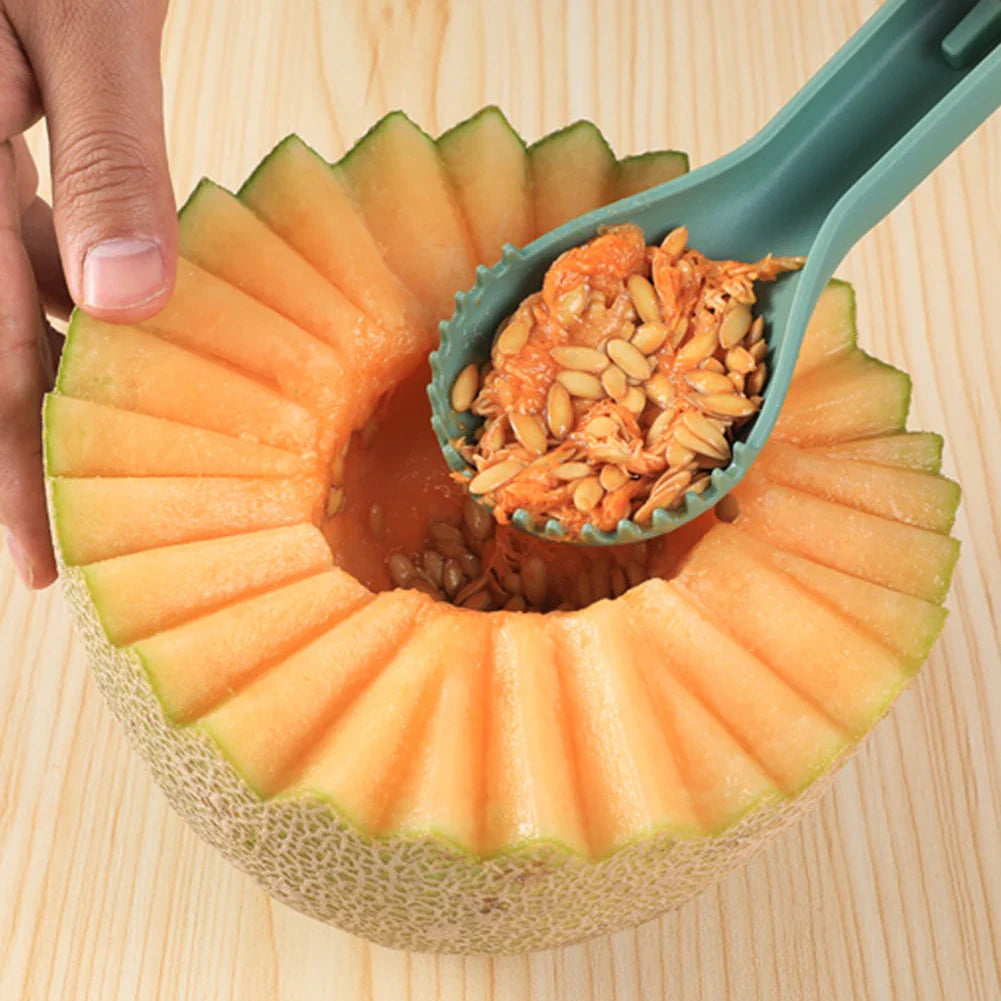 Carvallo 3-i-1 Vattenmelon Skärare & Fruktskopa | Multifunktionellt Fruktverktyg med Kärnlösare & Snida Kniv