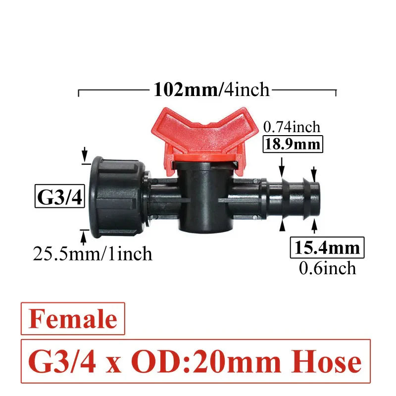 Carvallo FlowTura ConnectPro | Mini-kula ventil med slanganslutning och gänga | För trädgård, PE-slang och droppbevattning