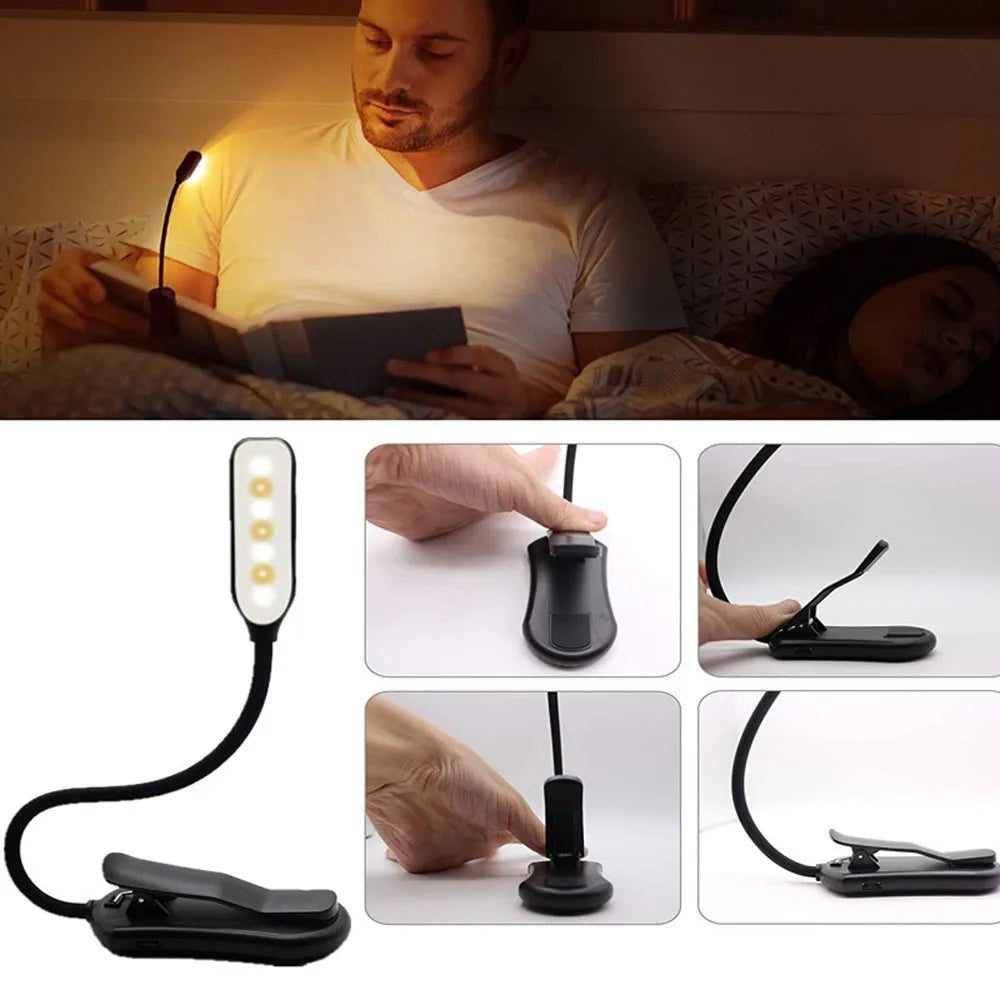 Carvallo 7 LED Lampa för läsning | USB uppladdningsbar | 3 färgtemperaturer & 9 ljusstyrkenivåer | Flexibel & skonsam för ögonen