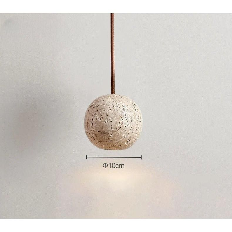 Hänglampa av travertin – Minimalistisk rund LED-hänglampa i Wabi-Sabi-stil