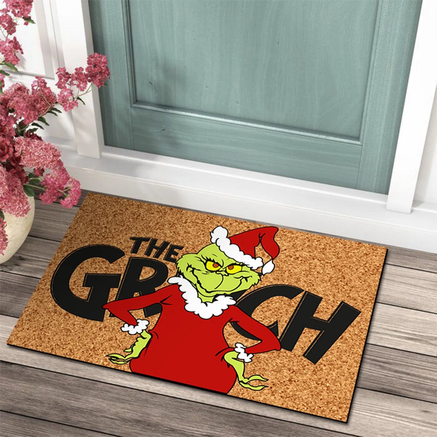Julmatta med Grinch-design - Ett glatt välkomnande för helgerna