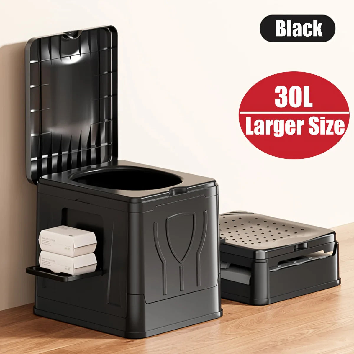 Carvallo Campingtoalett Camploo XL | Bärbar med lock | Extra Stor & Stabil | För Utomhus, Resa & Båt