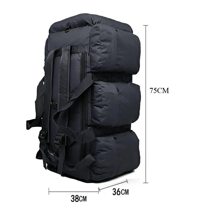 Carvallo Outdoor-väska TrailForge X75 | 75×38×36 cm | 4-i-1 bärväska: Ryggsäck, axelväska, handbagage & crossbody | Vattentät & Robust