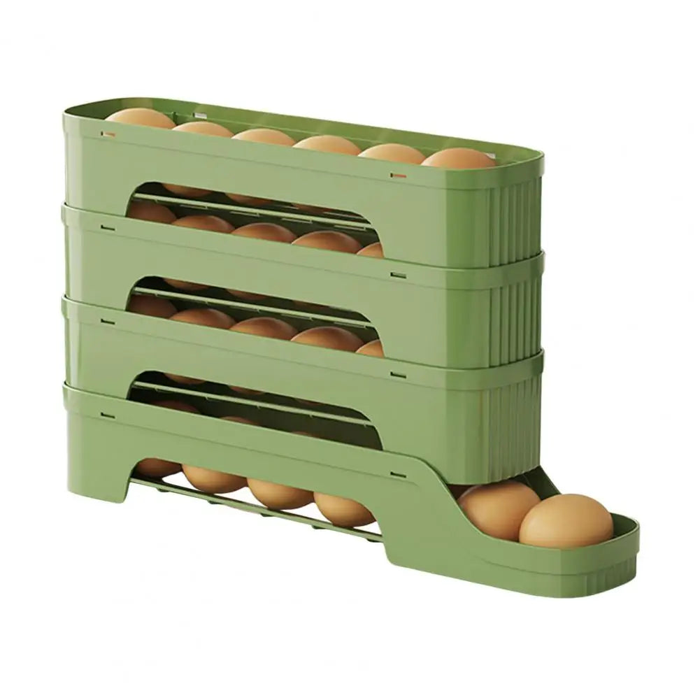 Carvallo RolloMaxx | 4-lagers äggorganisatör | Platsbesparande & Självrullande | Transparent design