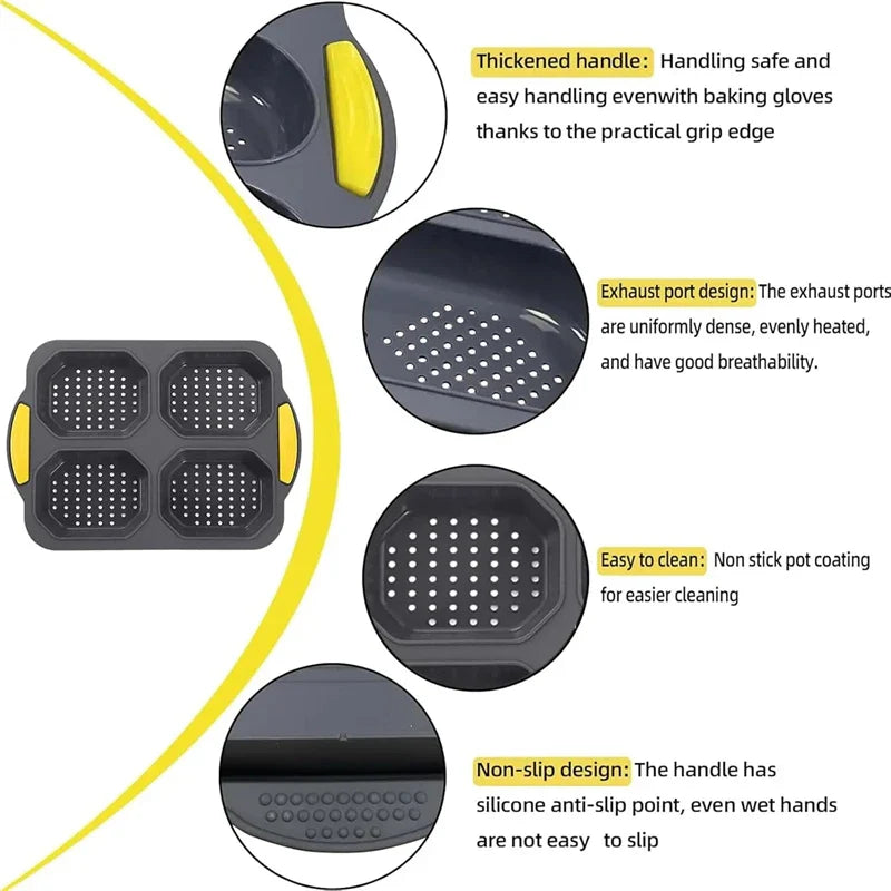 Carvallo SilicoBake | Silikonform för hamburgerbröd | Non-stick & värmeresistent | Fällbar & återanvändbar