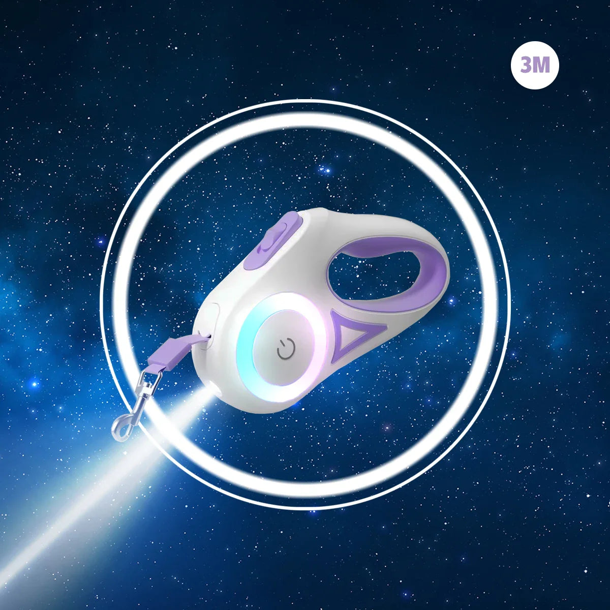 Carvallo Hundeleine LumiLeash FlexiLight | Utdragbar koppel med belysning | 3 m & 5 m längd | För hundar & katter upp till 35 kg