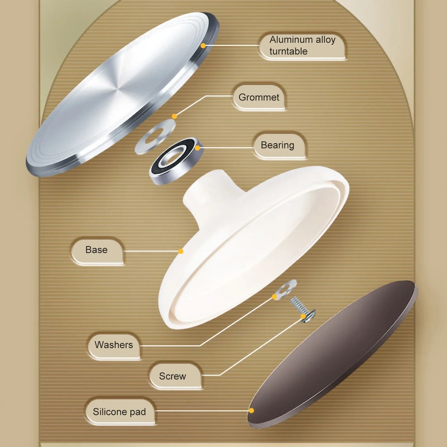 Carvallo Tortendekorteller Aluminium 25 cm | Rutschfest & drehbar | Profi-Kakeldrejeskiva för Bakning & Dekorering