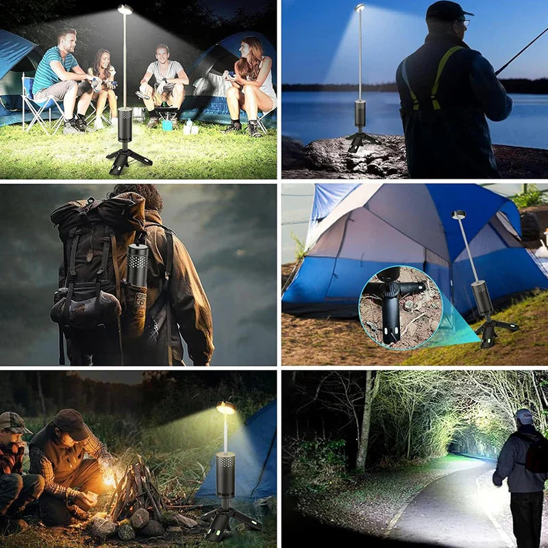 Carvallo Campinglampa | 10.000 mAh batteri | Teleskopdesign & stativ | Dimbar med SOS-funktion | Utomhus & nödbelysning