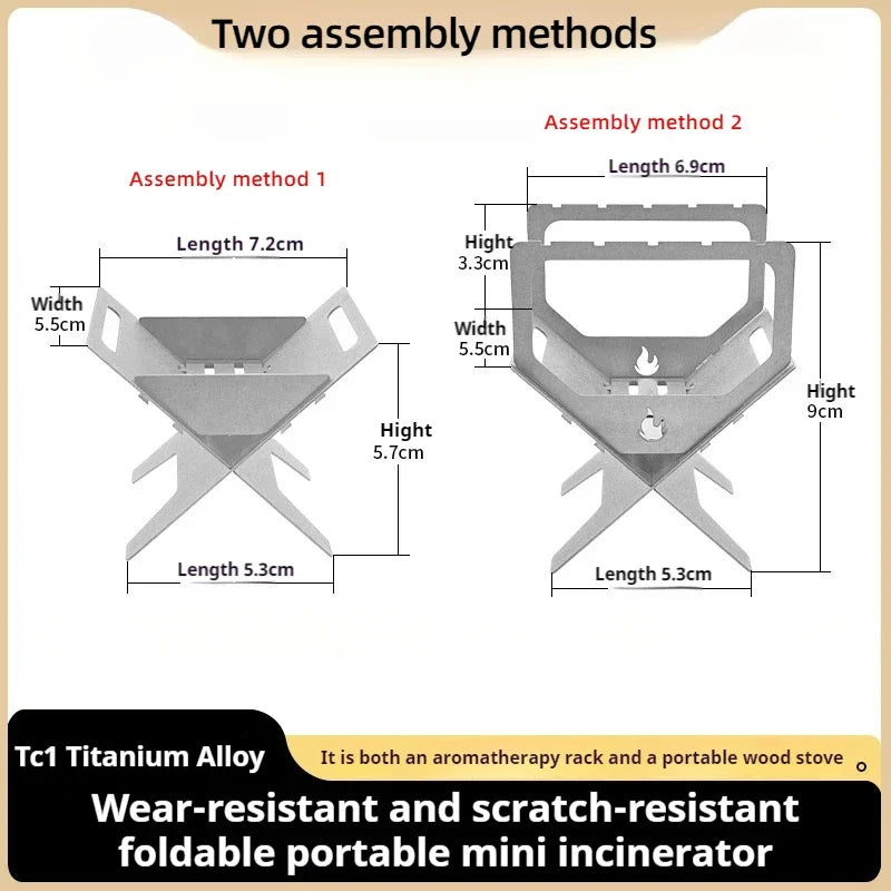 Carvallo Essence Mini-aromatermisk ugn av titanlegering | Fällbar alkoholugn & rökelsehållare för camping & hem – Ultralätt & bärbar