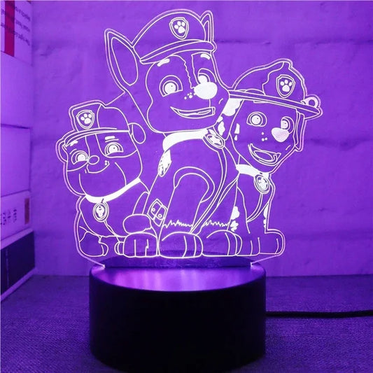 LuxRoyale Paw Patrol Nattlampa för Barn - 3D Tecknad Sängrum Dekor Lampa