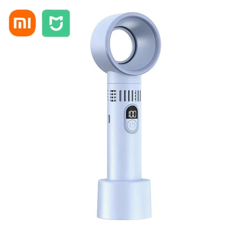 Carvallo Bladeless Handfläkt med Digitaldisplay | 100-Stegs Vindkraft | USB-laddning & 3000mAh Batteri | Bärbar Turbofläkt