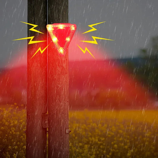 Carvallo Solar-Alarmsljus med hundljud | LED-säkerhetsljus med 129 dB alarm | Vattentålig & djuravskräckning | För trädgård, gård & stall