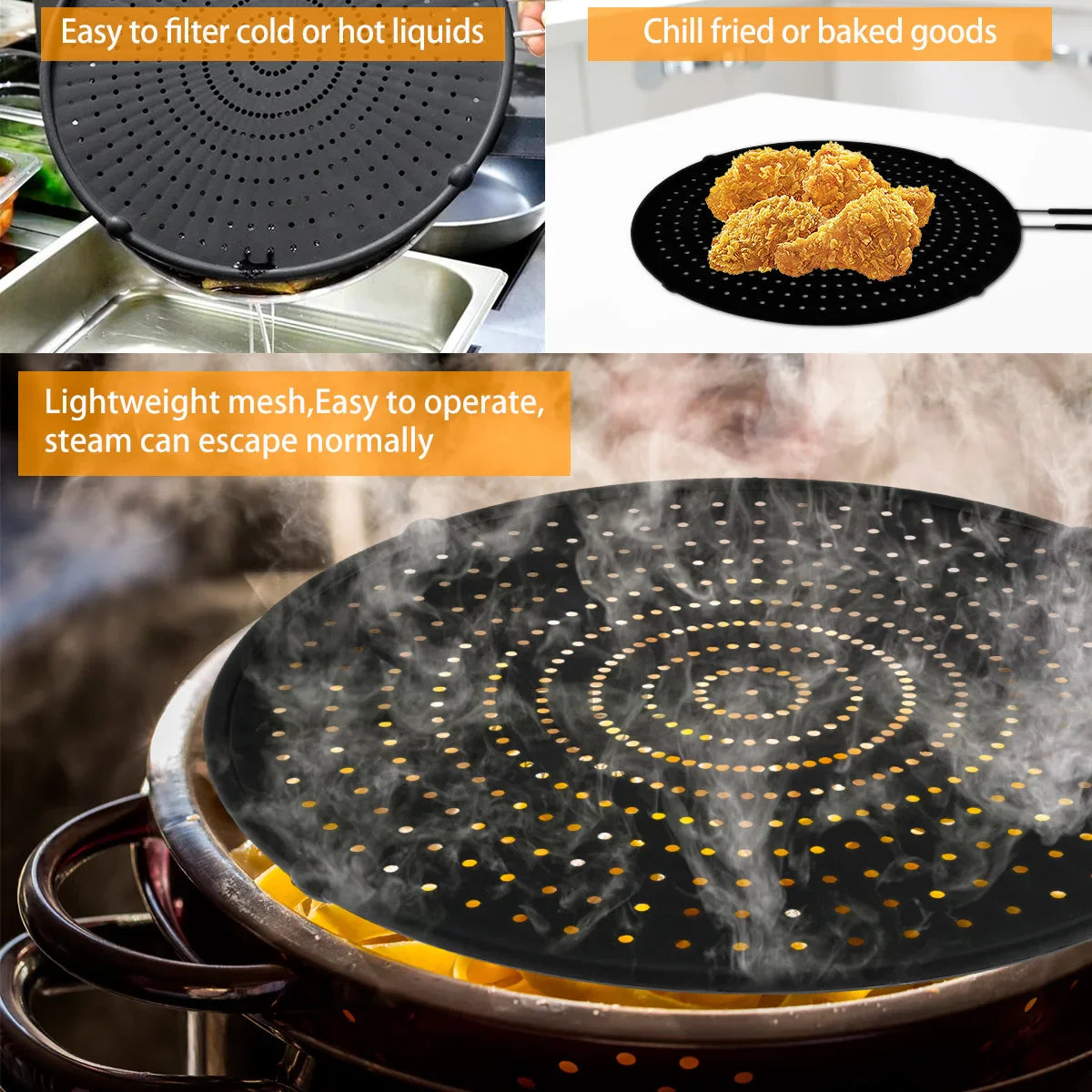 Carvallo CookSafe FlexGuard | Silikon &amp; Rostfritt stål | Fällbart stänkskydd för panna &amp; gryta | 50×32 cm | Värmetålig &amp; Diskmaskinssäker