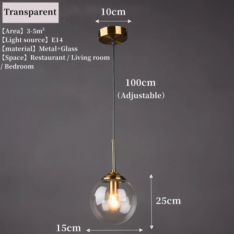 Solvyn Era | LED-Glaspendellampa med metallaccent för sovrum och matplats