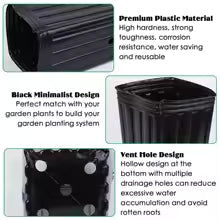 Carvallo DeepGrow Krukor Planter Krukor Höga & Fyrkantiga | 10/25-set | Med dräneringshål | Svart | 20x10x7 cm