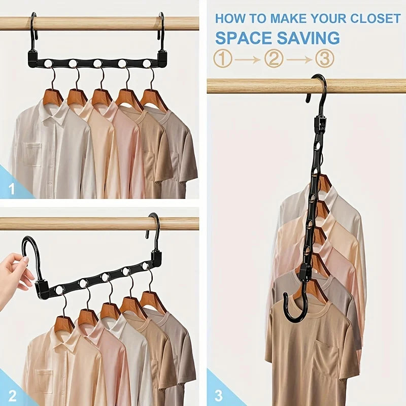 Carvallo Utrymmessparande klädhängare 5/10/20 stycken | Multifunktionella hängare för garderobsorganisation | Robust plastdesign | För mer förvaring i garderoben