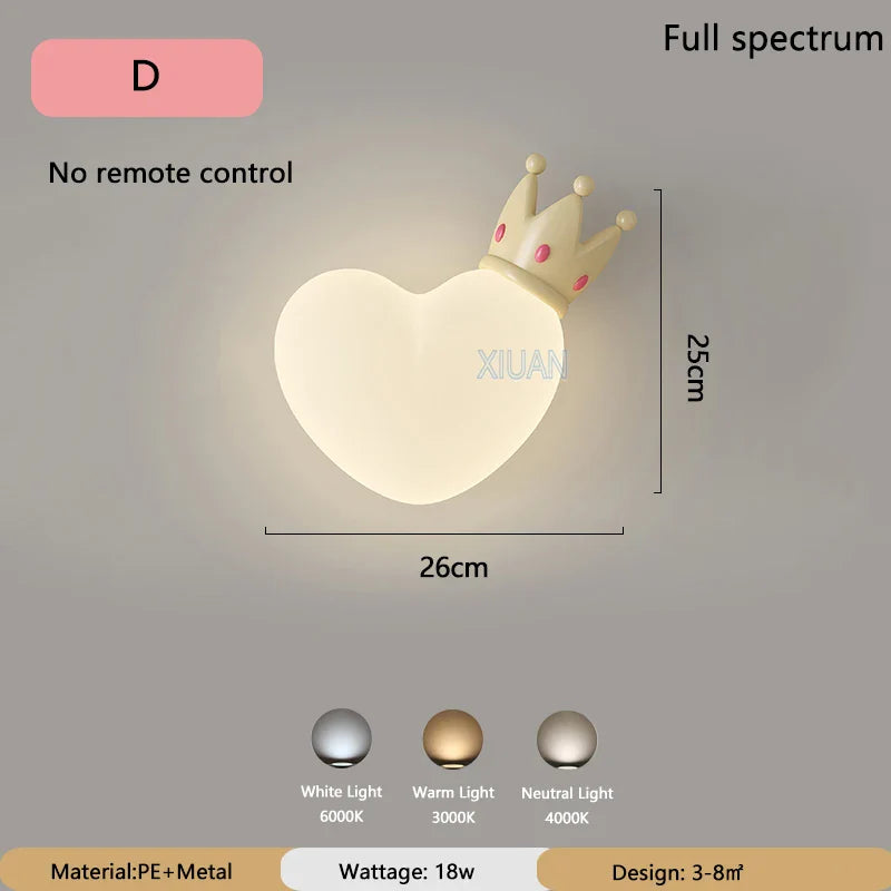 LoveLicht - Rosa Kronmoln Hjärtdesign LED Sänglampa