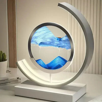 Soluna Drift | LED-bordslampa med rörlig sandbild &amp; 3D-timerglas-effekt