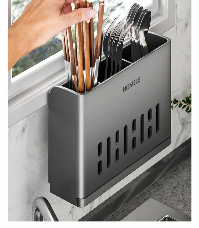 Carvallo bestickshållare | Vägg- & stående montage | Med avrinningfunktion | För kök & matplats