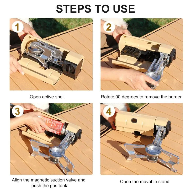 Carvallo Gaskocher FLAMETRA FoldPro 2670W | Fällbar & Bärbar | Rostfritt stål | Med tändning & säkerhetssystem