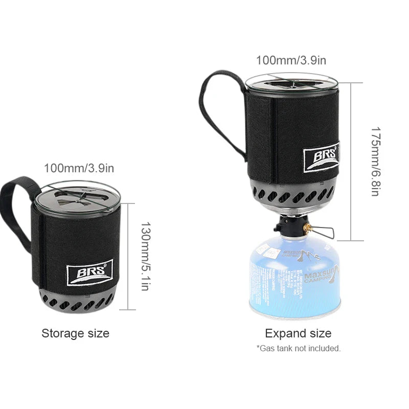 Carvallo Ultralätt BRS-61 Campingkök med integrerad värmelagringstopf | Utomhus gaskök för trekking & ryggsäckresor