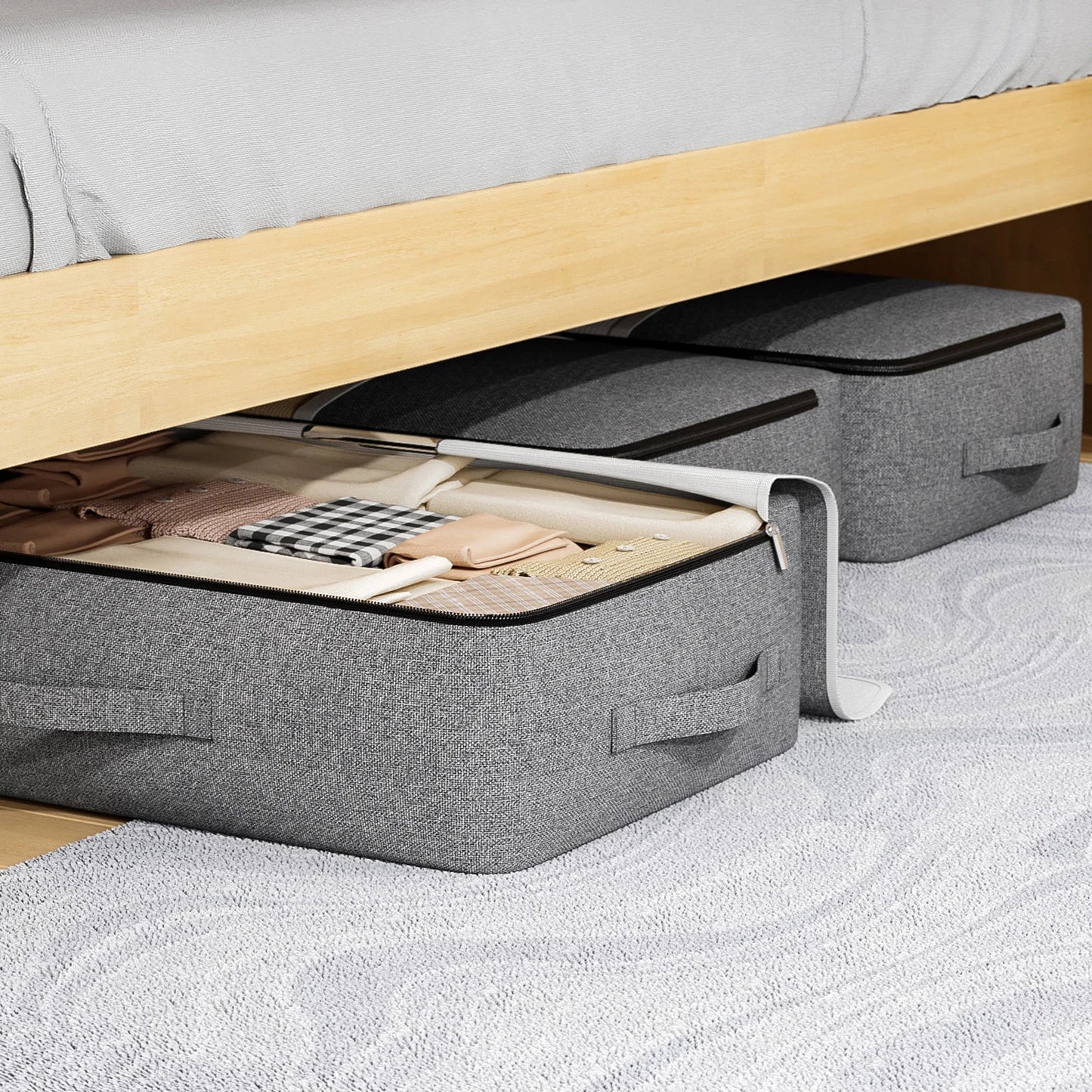 Carvallo Förvaringsväska | Extra Stor & Fällbar | Med Insynsfönster & Dragkedja | Cationic Tyg Grå