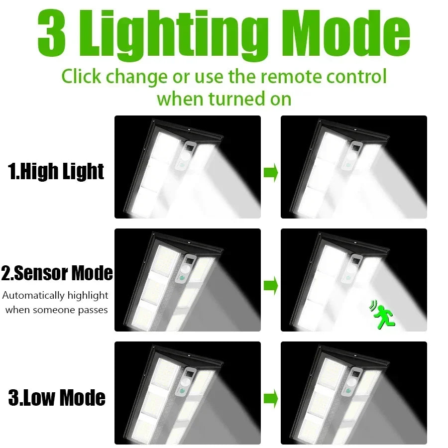 Carvallo ProMotion 55 Solarlampa med rörelsesensor | 55 LED | IP65 Vattentät | Med fjärrkontroll & 3 lägen | 320° Spridningsvinkel
