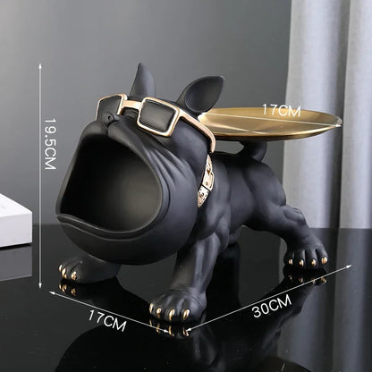 Carvallo | Bulldog Figur med förvaringsfack | 30 cm dekorskulptur | Resin konstverk | Djurstaty för vardagsrum