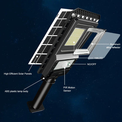 Carvallo MaxBright | 156 LED Solargatubelysning | Rörelse.sensor | 80W med 2000 mAh batteri