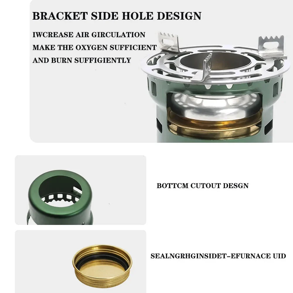 Carvallo Alkoholkocher Utomhus bärbar | Mini Campingkokare för Vandring & Trekking | Kompakt Spritbrännare för Utomhuskök & Survival