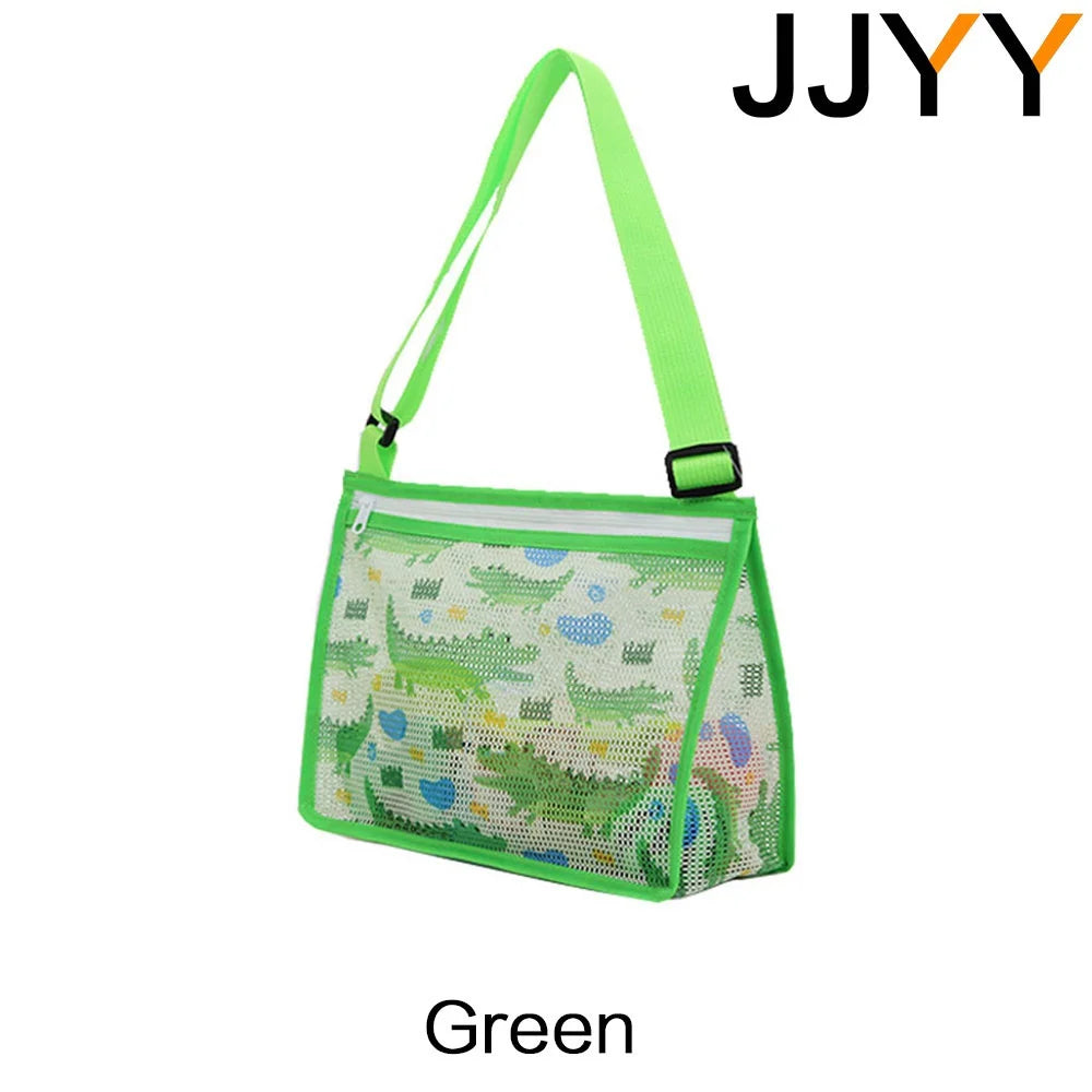 Carvallo Kids Fällbar Strandväska för Barn | Nätväska för Snäckor & Leksaker | Justerbar Bärrem & Dragkedja – 25×20×10 cm