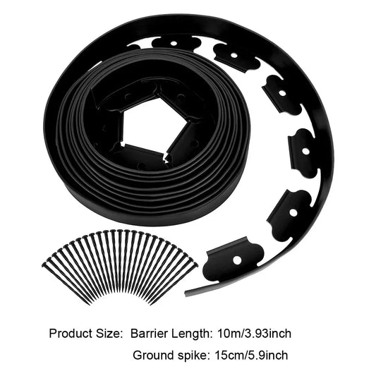 Carvallo Pro | 10 m Gräsmatta kantset inkl. 30 jordspett | Flexibel rabatter och gångväg inramning utan grävning | Svart eller Grön