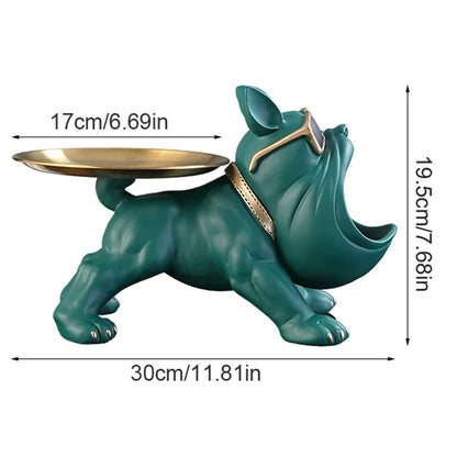 Carvallo | Bulldog Figur med förvaringsfack | 30 cm dekorskulptur | Resin konstverk | Djurstaty för vardagsrum