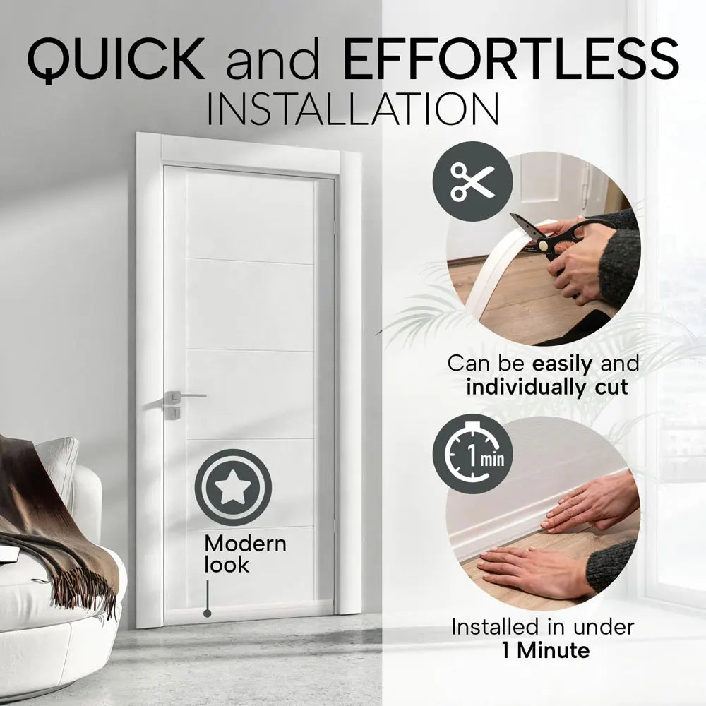 Carvallo Dörrdragluftstoppare Undertürsdämpning | Kyl-, Buller- & Dragluftsskydd | Självhäftande Dörrbottenlist Invändig & Utvändig