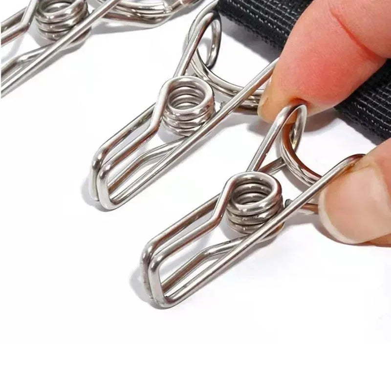 Carvallo Fällbar klädhängare med 10 rostfria klämmor | Hatt- & handdukshängare | Rostfritt & platsbesparande | Svart