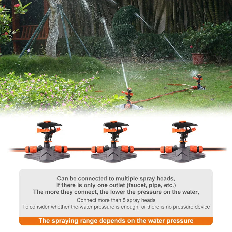 Carvallo Trädgårdssprinkler HydroSpin 360 | 12 m Räckvidd | 360° Rotationsfunktion | För Gräs, Trädgård & Jordbruk | 21 × 25,2 × 16,5 cm