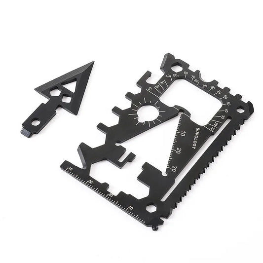 Carvallo Pro 18-i-1 Multifunktions Survival-Tool | Kompakt Utomhuskort med Kniv | 8,5 × 5,2 cm | Rostfritt Stål