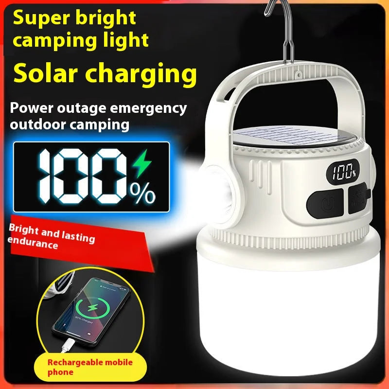 Carvallo Solar LED Campinglampa | Återuppladdningsbar & Vattentät | 6 Ljuslägen | För Utomhus, Nödsituationer & Resor