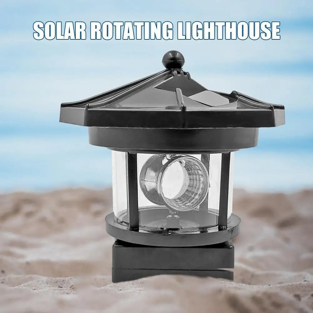 Carvallo LightTower Solar LED fyrtornlampa | Rotations effekt & ljussensor | För trädgård, staket & balkong | 9,5 cm