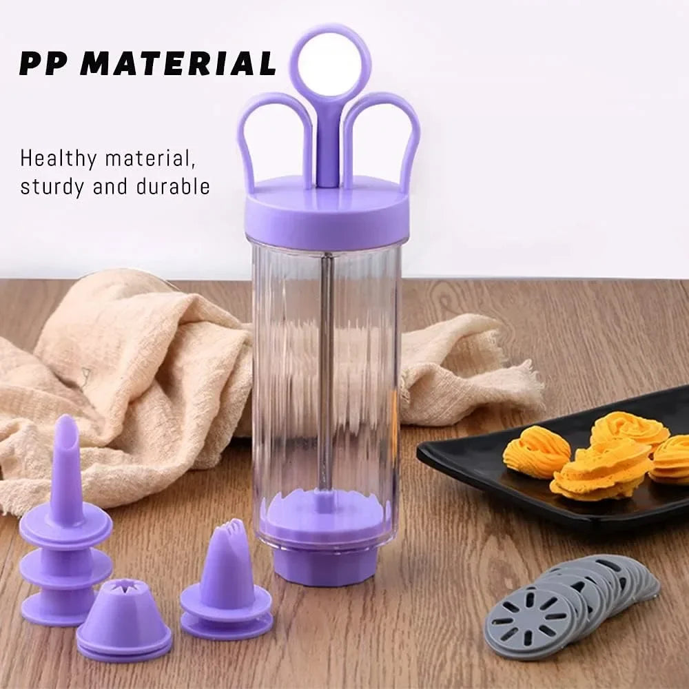 Carvallo DelightPress Butterkexpress & Spritzkak-set | Med munstycken & formar | För kakor, grädde & tårtdekor | Ergonomiskt grepp