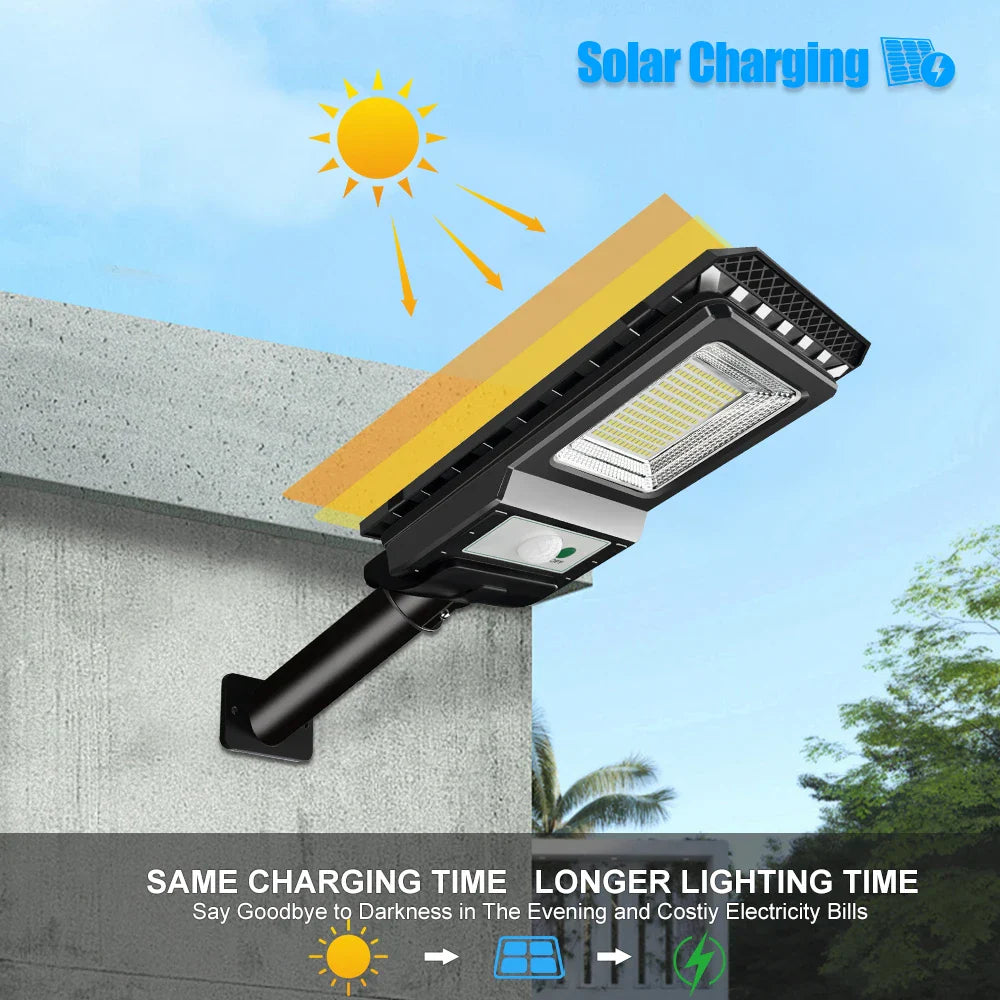 Carvallo MaxBright | 156 LED Solargatubelysning | Rörelse.sensor | 80W med 2000 mAh batteri