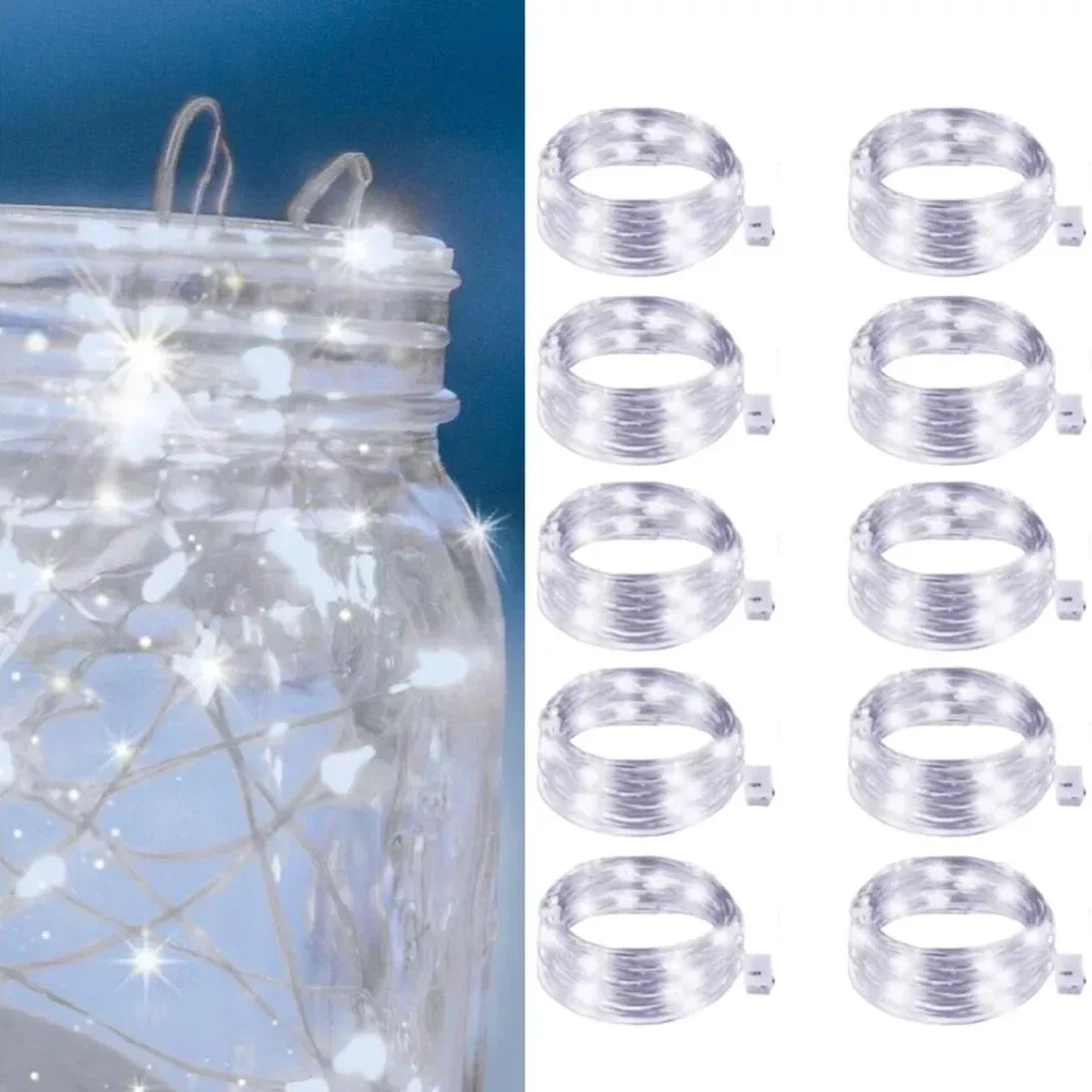 Carvallo LED-ljuslina 10-pack | Varmvit | Batteridriven & Vattentät | Flexibel silvertråd för dekoration, bröllop & fest