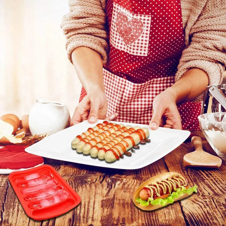 Carvallo korvform av silikon | Återanvändbar DIY-korvform för korv, kakor och bakverk | Lämplig för ugn, mikrovågsugn och frys