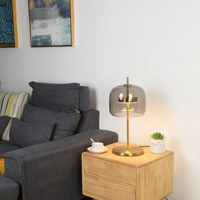LumiGlass - Modern Glastakkelampa | Elegant LED Nattlampa för Sovrum &amp; Vardagsrum