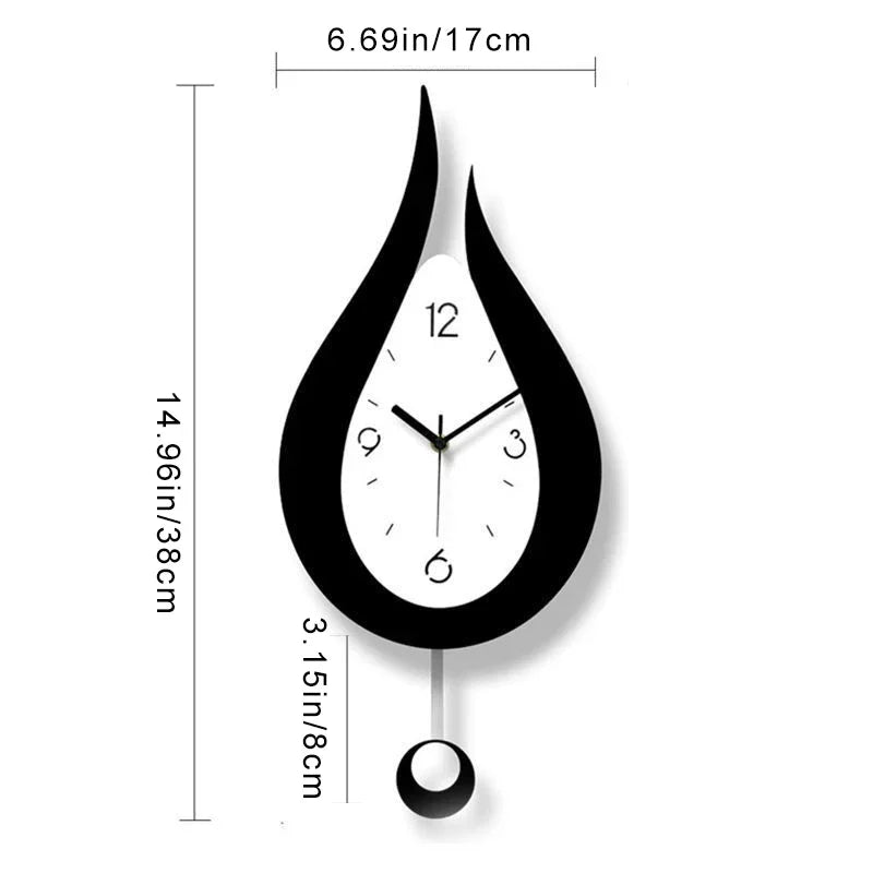 WaterDrop - Bred Modern Minimalistisk Vägghängd Klocka