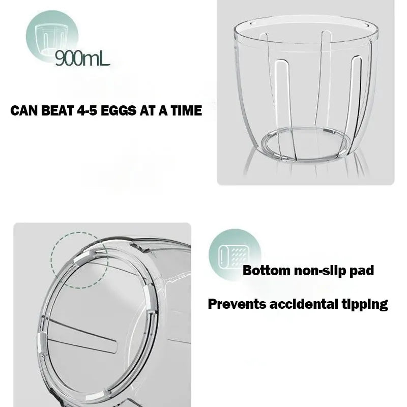 Carvallo OneTouch | Automatisk visp och mjölkskummare | USB-uppladdningsbar | 3-i-1 köksredskap för grädde, ägg och deg | Låg ljudnivå